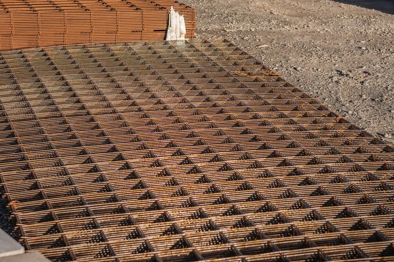 Sheets of reinforcing mesh laid out in the BuildLink Timaru yard
